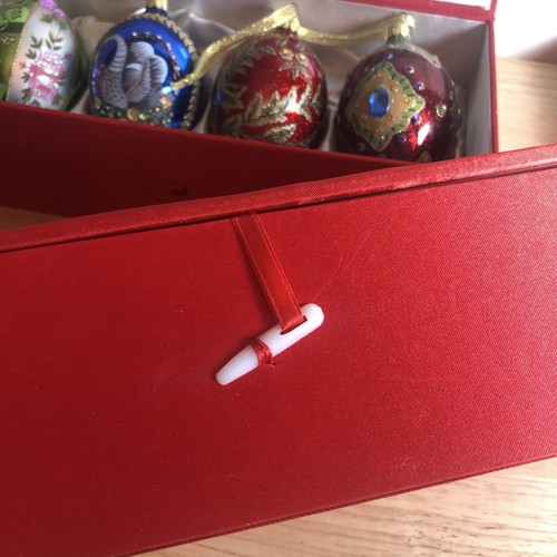 Joan River Egg Ornaments 8 Embellished Glitter Christmas Holiday Boxed Fancy - Picture 9 of 11