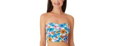 MSRP $20 California Waves Womens Floral Long-Line Bandeau Top White Size Small