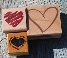 HEART Image Rubber Stamps, Set of 2 NEW