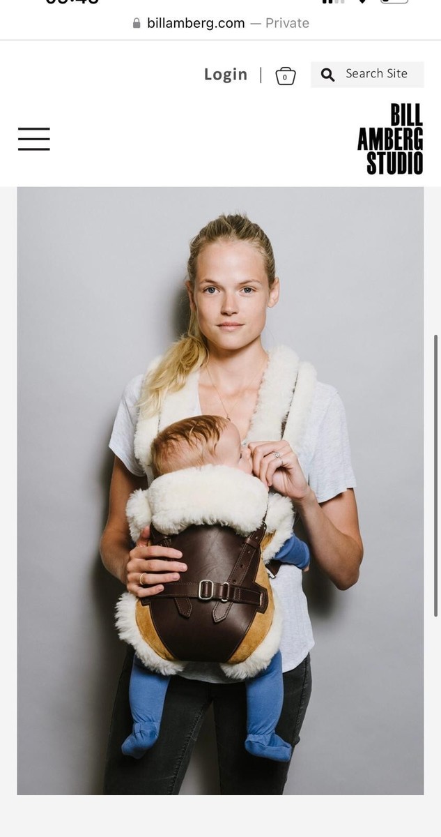 BILL AMBERG DESIGNER LEATHER SHEEPSKIN PAPOOSE BABY CARRIER RRP