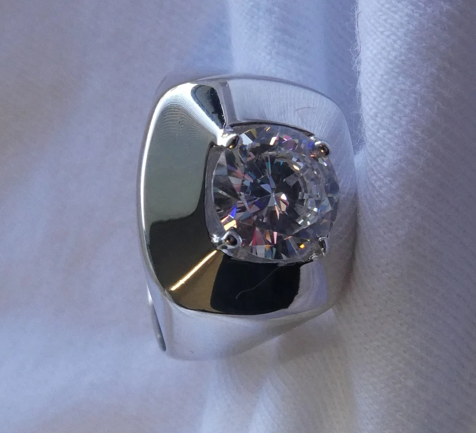 3 Kt Sfavillanti Uomo Elegante Anello Superiore Vintage Czsterling Argento - Immagine 4 di 4