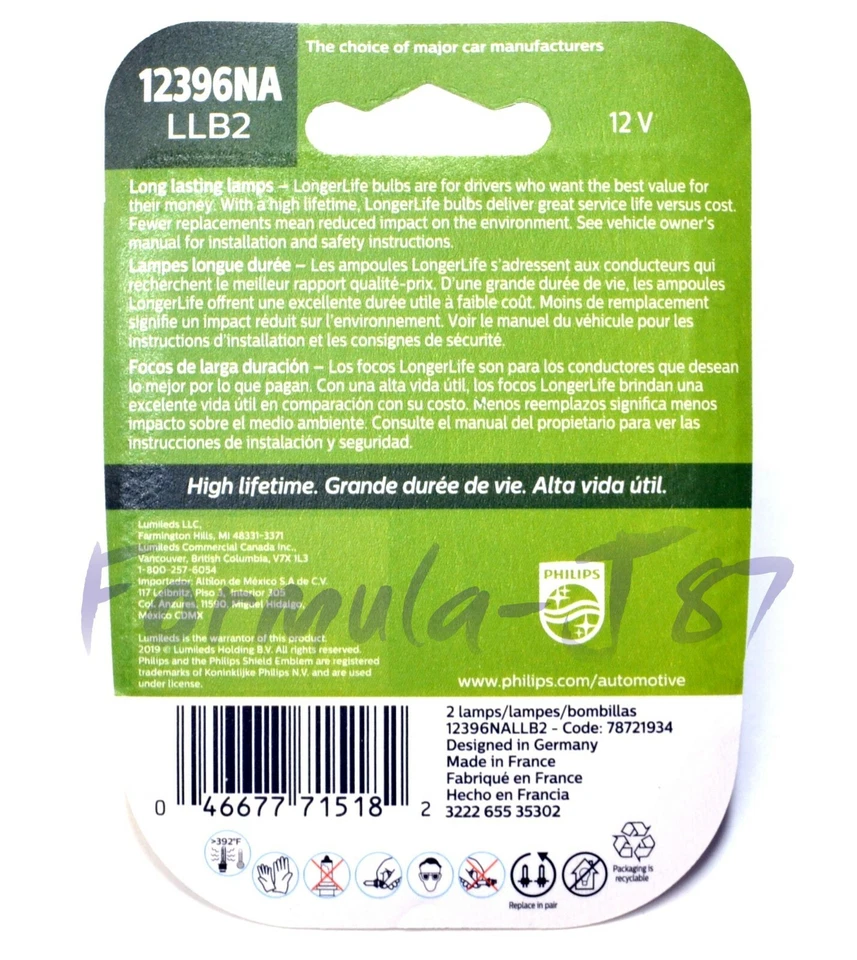 Philips LongerLife 12396NA 5W duas lâmpadas marcador frontal plug play estoque - Imagem 2 de 4