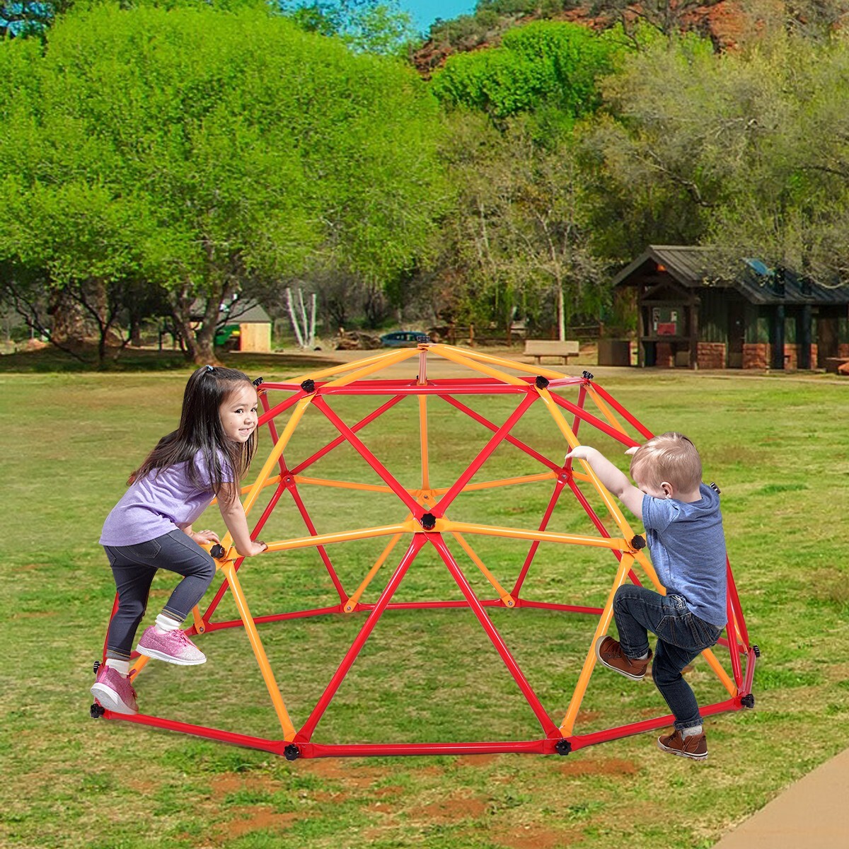Geometric Dome Steel Frame Climber Outdoor Toddler Jungle Gym Play Set for Kids