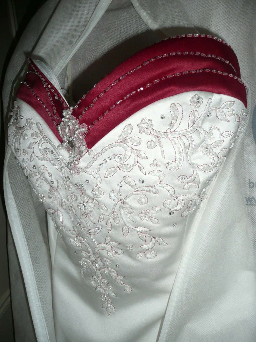 Stunning Strapless Pearl Claret Mori Lee Wedding Dress Shrug Size 26 NEW 2100