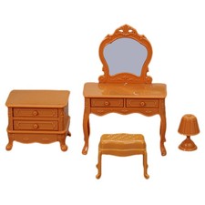  4PCS Dollhouse Dressing Table Bedroom Furniture - Miniature Nightstand Drawer