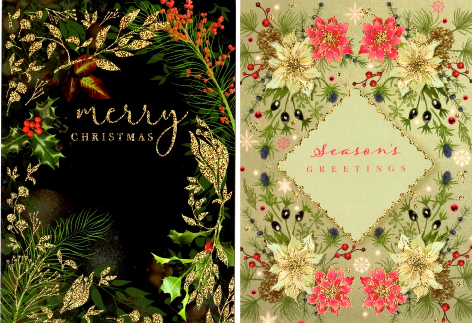 (20) Beautiful Floral Glitter Christmas Cards #90318 by Leanin' Tree - Image 2 of 4