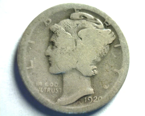 1920 S Mercury Dime circulated 90% Silver  About Good  to Good G