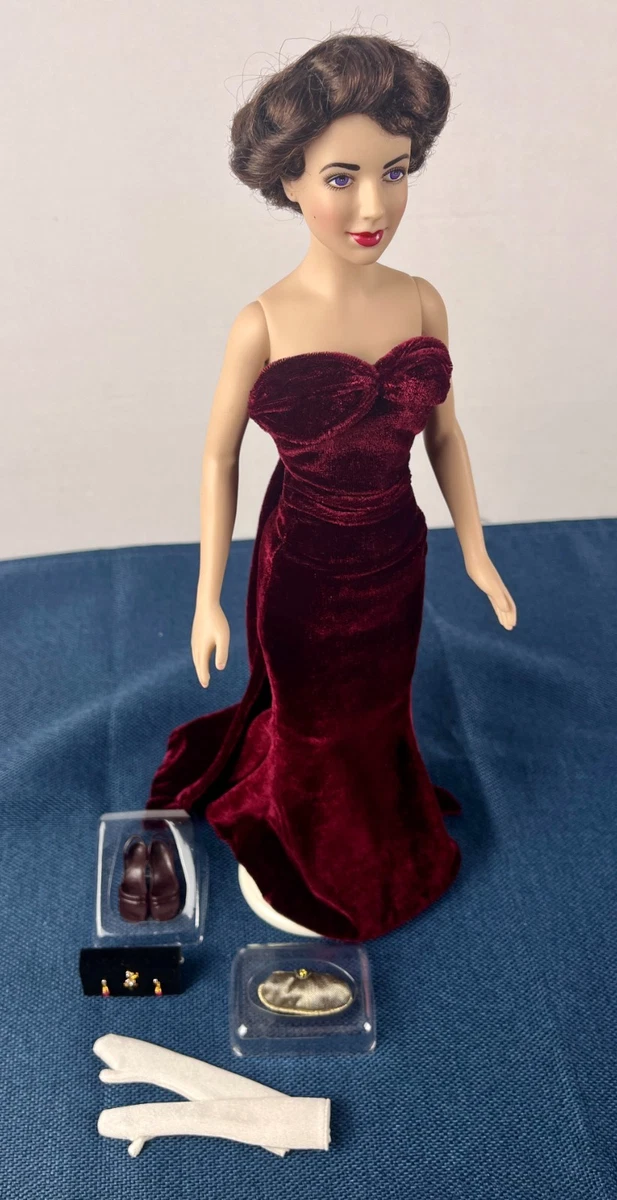 Franklin Mint Elizabeth Taylor Fashion Doll Burgundy "Rhapsody" Gown