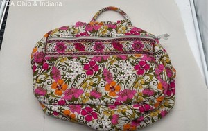 Vera Bradley Lola Floral Pink Orange Quilted Cotton Large Duffle Bag