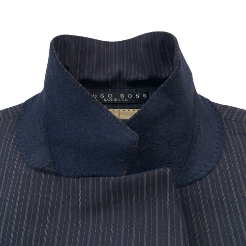 VTG 44 R HUGO BOSS Navy Blue / Brown Stripe Wool Blend Suit Made USA - Picture 4 of 21