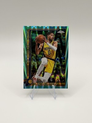 Tyrese Haliburton 2025-26 Topps Chrome Update Aqua RayWave /199 #18