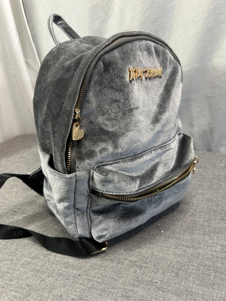 NWT! BETSEY JOHNSON VELVET BOOKBAG! FRONT POCKET! ZIPPER POCKET INSIDE! BADA$$! Betsey Johnson NY Blue Vintage Velvet Backpack Large School  main image 2