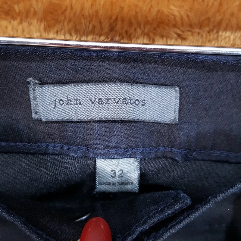 JOHN VARVATOS Jeans Mens Size 32 Navy Blue Ink Slim Fit Waxed Coated JV 702 $248 - Image 2 of 4