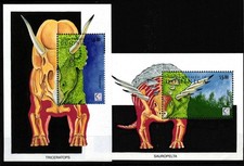Dominica Block 295 + 296 postfrisch Pr&auml;historische Tiere Dinosaurier #HR186