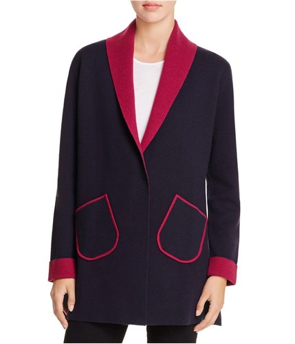 Finity Womens Lapel Cardigan Sweater, Blue, Large