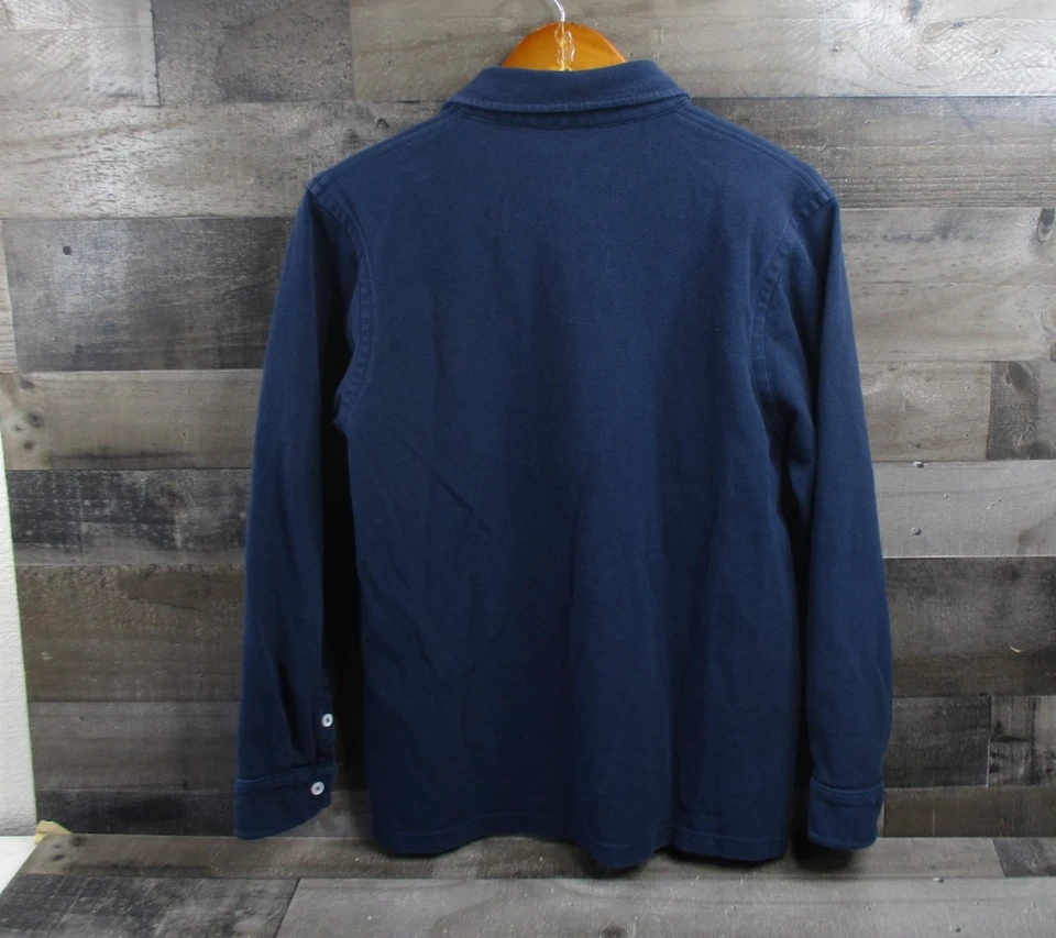 Camisa Polo Kent Wang Para Hombre XL Azul Marino Manga Larga Piqué Algodón Hecha en Portugal Foto 3 de 4