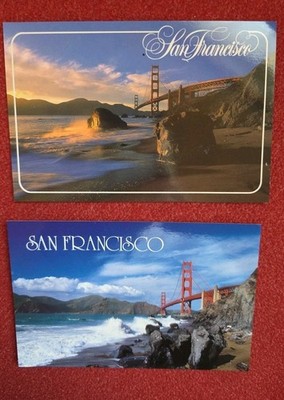 2 Postkarten Postcards San Francisco, Golden Gate, 1987 1990 neu new 1987 1990