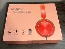 Vogek Red Stereo Headphones with Microphone Foldable and Comfortable New