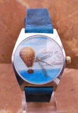 Piece Unique Vintage Watch Poljot Artwork Dial Balloon Men Soviet USSR 