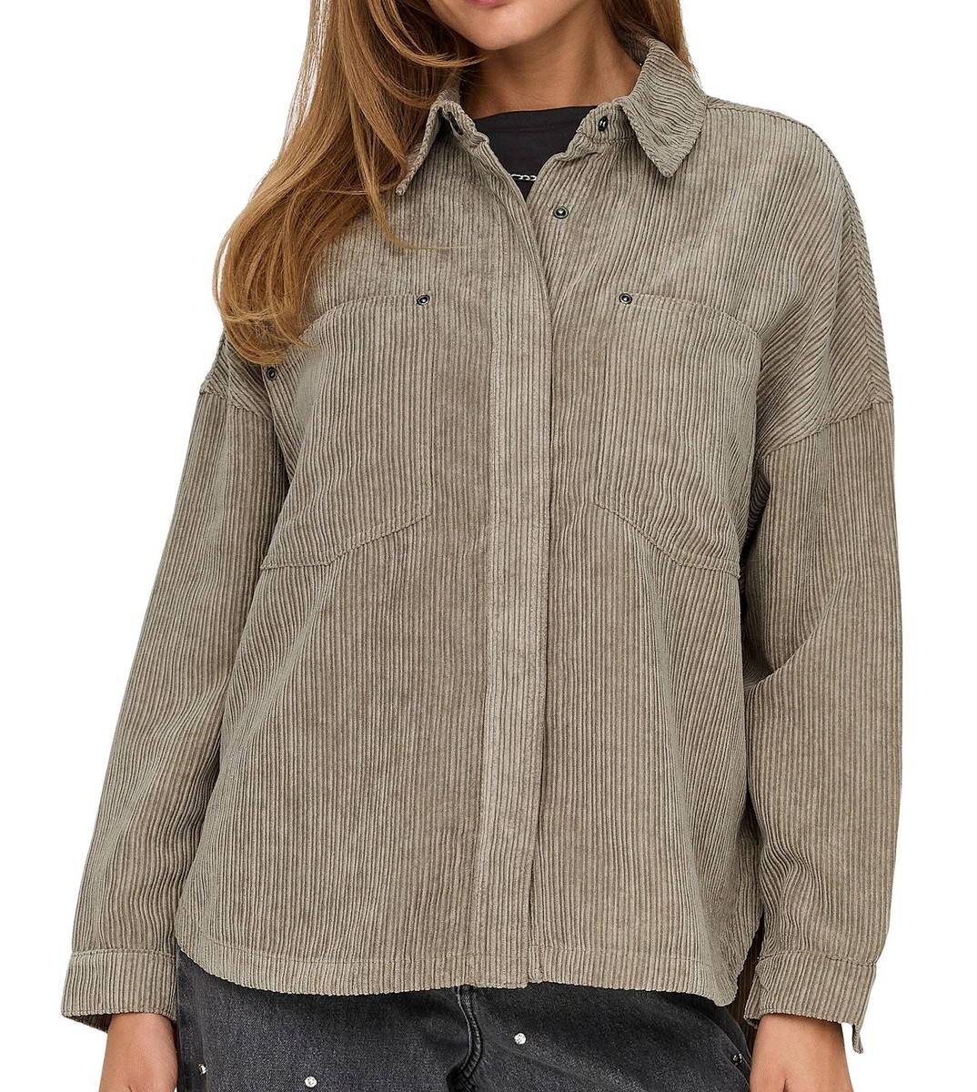 Only Damen Shacket Cord Jacke Cordjacke Hemdjacke