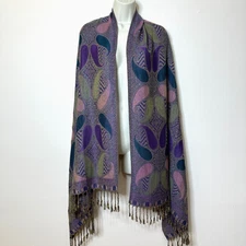 Original Pashmina Purple Italian 70% Cashmere 30% Silk Shawl Wrap Scarf Italy