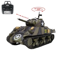 HengLong 1/16 7.0 RC Tank RTR M4A3 Sherman3898 Barrel Recoil BB IR Smoke Battery