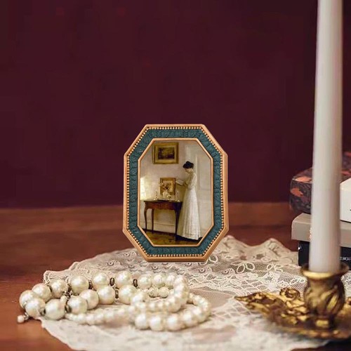 VINLIFE Small Vintage Picture Frames 2.5x3.5 Antique Octagon, Green - Photo 3/7