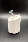 RING BOMB PARTY Size 7 Silver Tone Ring Teal Blue / Clear Stones — photo 4