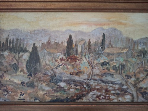 Tableau ancien huile sur toile paysage impressionniste encadré signé - Photo 4 sur 9