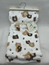 NEW Lullaby Baby Blanket Teddy Bear Theme Paw Print Security Lovey Unisex NEW