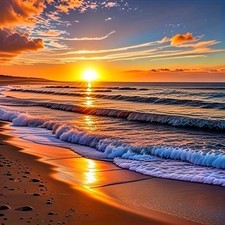 Beach Diamond Painting Kits for Adults, 5D Seaside Sunset Diamond Art Kits for .