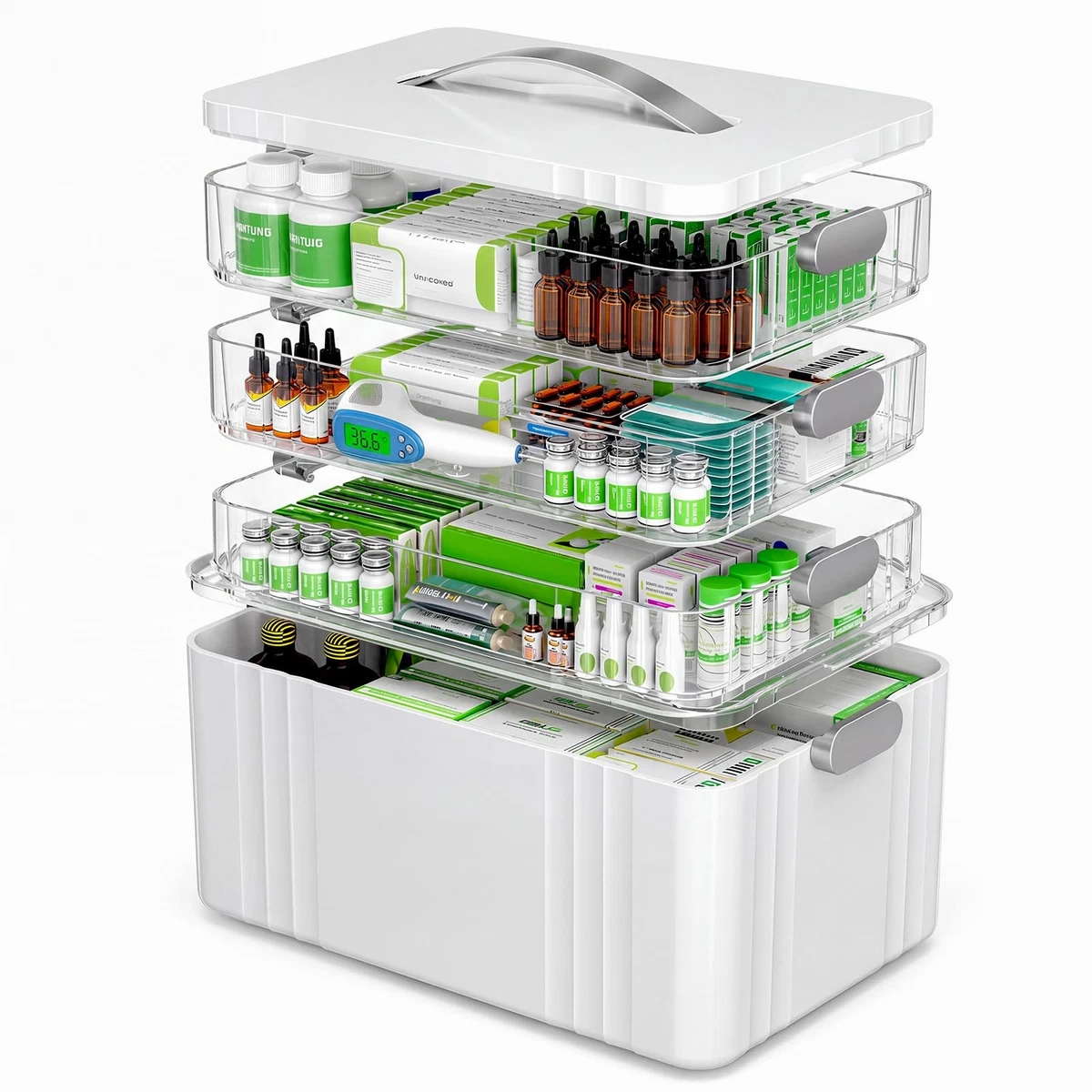 ARSTPEOE Organizador de Medicina de 4 Niveles - Botiquín Portátil con Mango