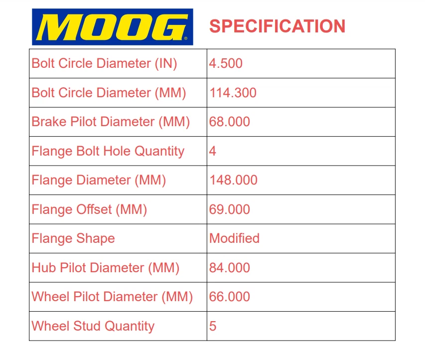 FWD Moog Wheel Hub & Bearing for Infiniti JX35 QX60 Nissan Murano Pathfinder — 第 3/4 张图片