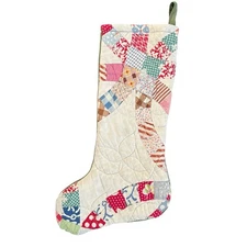 Vintage Quilt Handmade Christmas Stocking Primitive Farmhouse Cottage Chic 20”