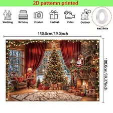 2D flat, multi-purpose Christmas backdrop with fireplace and tree design, made o