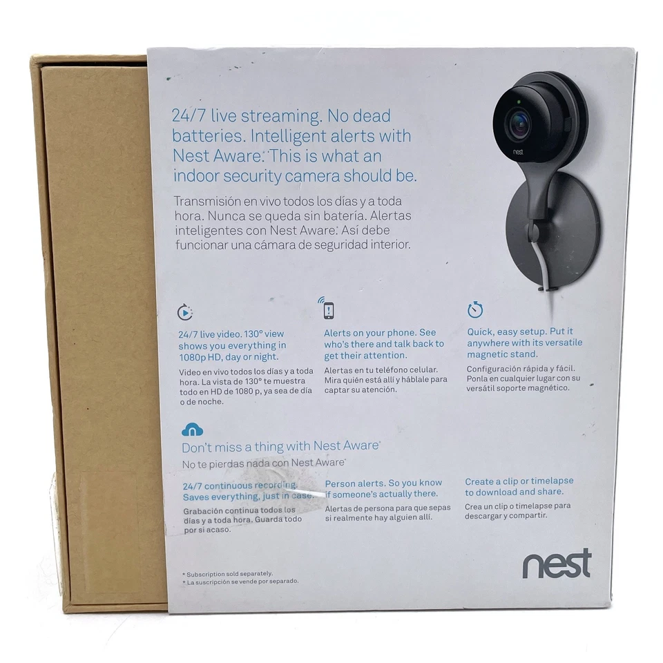 NEST Cam Indoor Smart Security Camera Model NC1102ES - Sealed NEW - Image 2 of 4