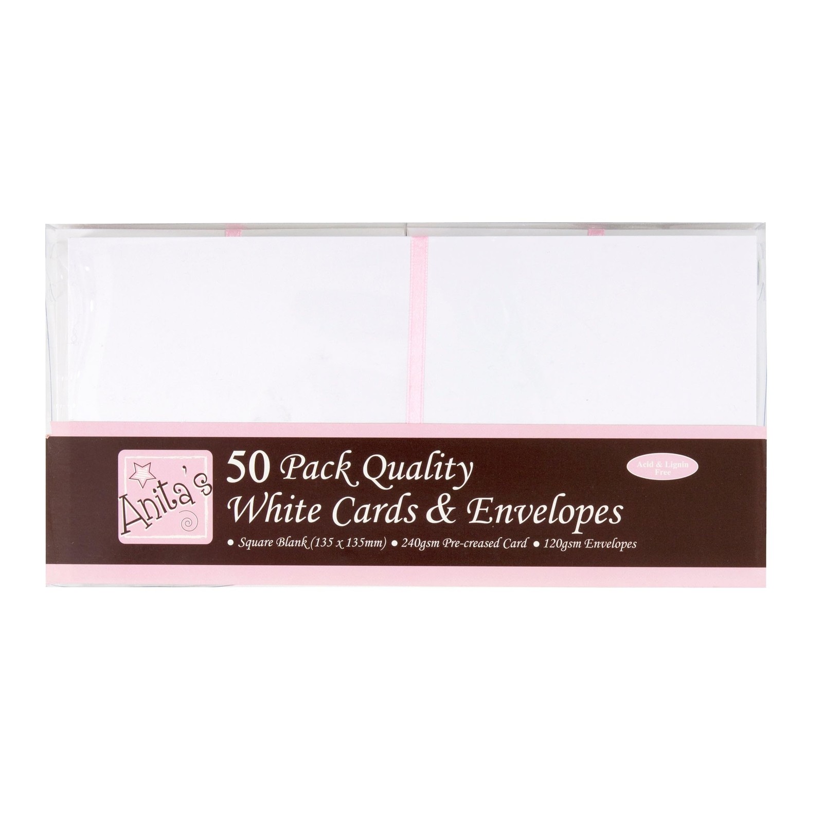 Anita's Square Plain, Blank Cards & Envelopes, 135x 135mm, Square, White