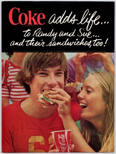 Coca-Cola Coke Adds Life Couple Eating Sandwich Wall Art Vintage Print Ad 1970s
