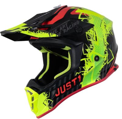 JUST1 J-38 MASK Crosshelm Unisex Schwarz Rot Gelb Glänzend Thermoplast