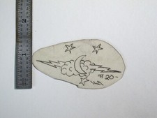 vtg 1960s 1970s Tattoo acetate stencil Moon Cloud and Bolts signed SKY2
