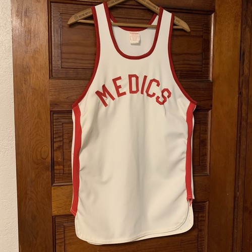 Vtg 50s Empire Basketball Jersey M Medics Doctor EMT Physician Red White USA - Picture 16 of 17