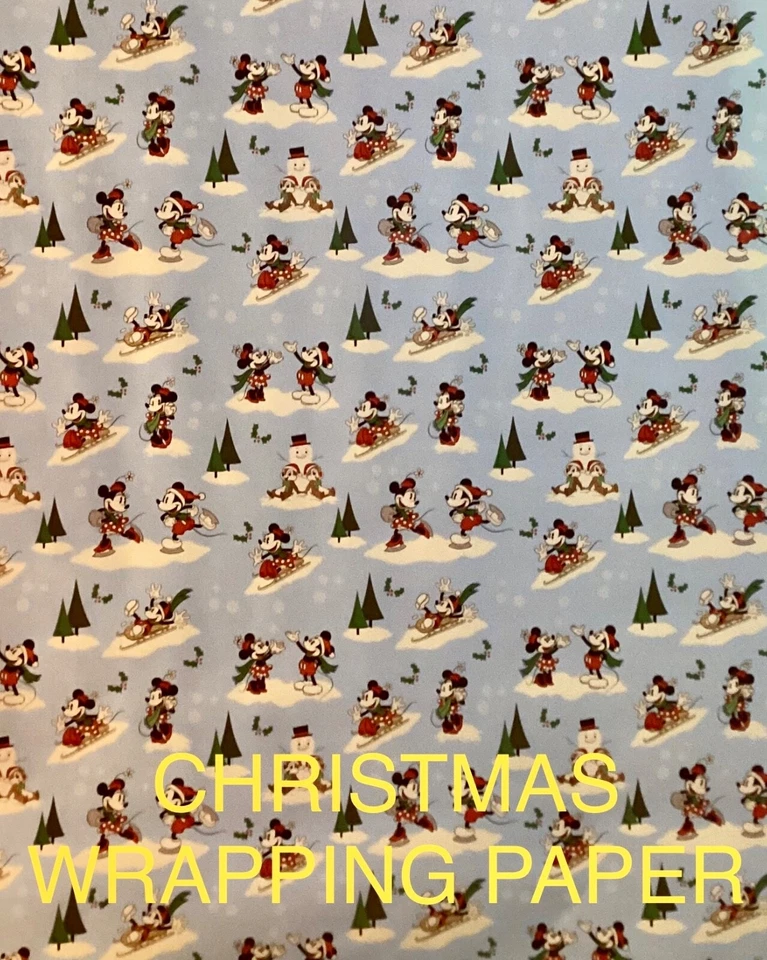 Papel de embrulho para presente de Natal Disney Mickey & Minnie azul claro - 20 pés quadrados - NOVO - Imagem 2 de 2