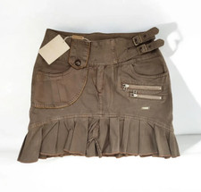 EMILIO PUCCI Khaki Cotton Flare Mini Skirt 00's Y2k Vintage Made In Italy M/L
