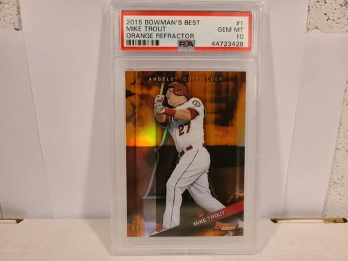 2015 BOWMAN BEST MIKE TROUT ORANGE REFRACTOR #7/25 PSA 10 POP 2 ANGELS RARE SP