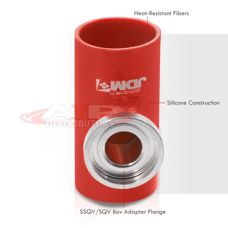 SSQV SQV Reinforced Silicone Turbo BOV Blow Off Valve 2.5" Adapter Coupler Red Foto 4 de 4