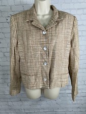 VTG Soiree Multicolored 100 Handwoven Silk 4 Button Blazer Jacket Womens M