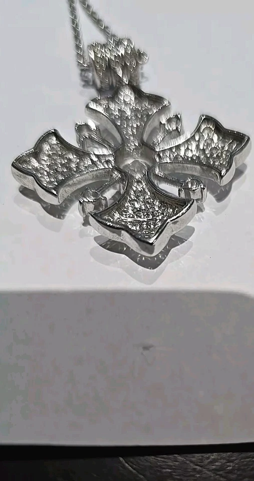 ESPO Signed MALTESE  CROSS Necklace  Sterling Silver  CZ Rhinestone Sp128 - Image 4 of 4