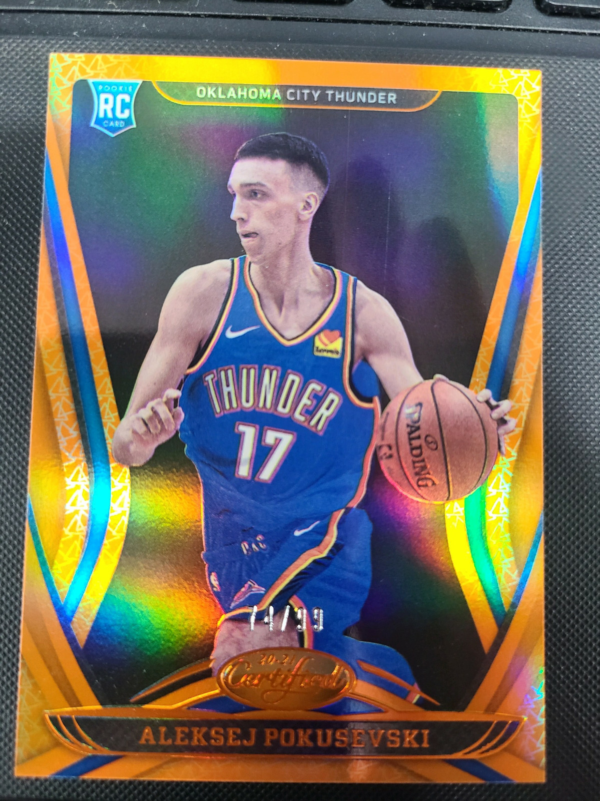 ALEKSEJ POKUSEVSKI RC 2020-21 CERTIFIED ORANGE MIRROR ROOKIE 74/99 184 THUNDER