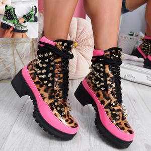 leopard print boots with studs