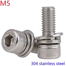 M5 304 Stainless Steel STAINLESS SEM SOCKET HEAD CAP SCREW + FLAT/SPRING WASHER